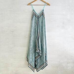 Roberta Roller Rabbit Sage Blue Printed Handkerchief Midi Dress